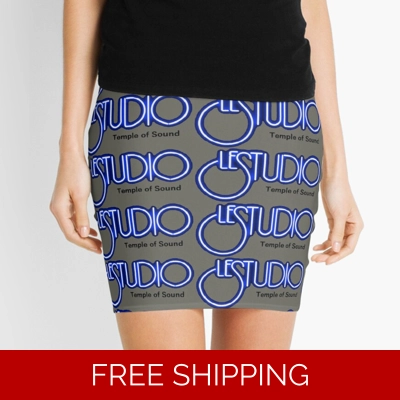 Mini Skirt White & Blue Multi logo TOS Black
